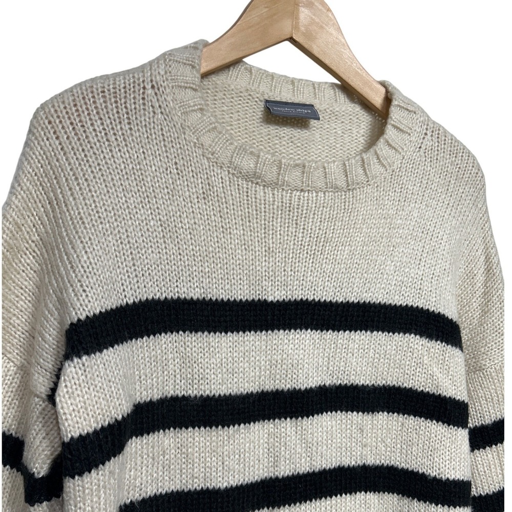 Wooden Ships Striped Knit Sweater Mohair Wool Blend Size S/M Preppy‎ Costal